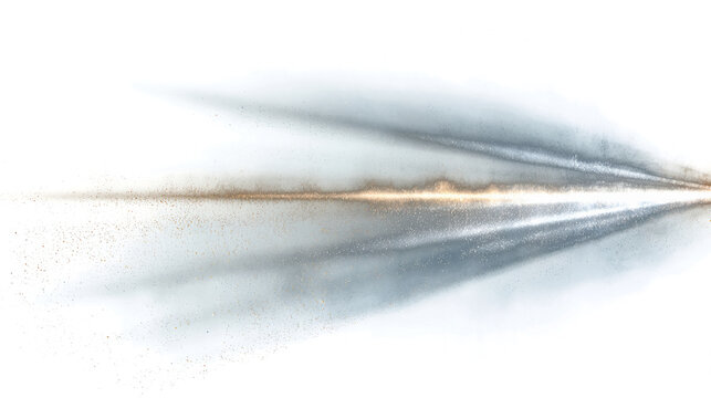 Abstract silver light streak flowing across white background