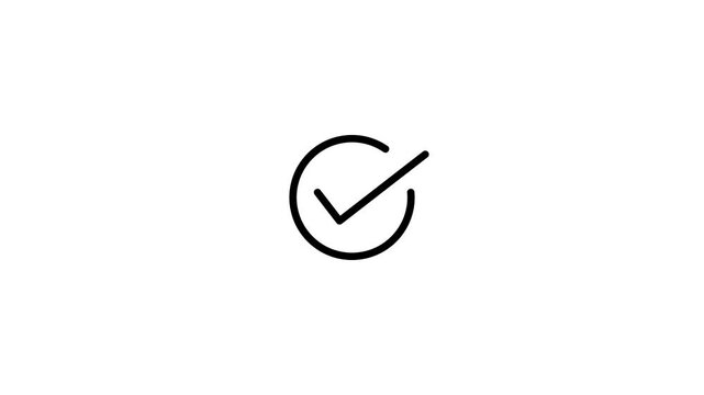 Circular checkmark animates with a growing stroke on white