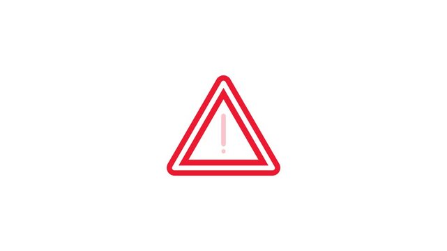 Red warning sign rotates on a white background