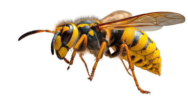Yellow wasp side profile isolated on white background