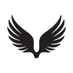 Fototapeta premium Black wing silhouette against a white background a graphic representation