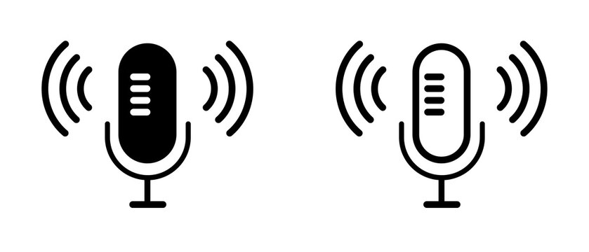 Podcast black liner icon collection