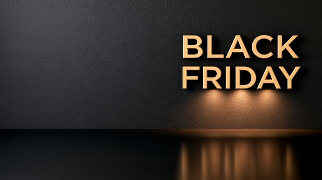 Elegant black friday sale banner with stylish typography and dark background for online shopping promotions