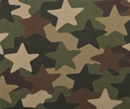 Military camouflage pattern featuring stars in earthy tones