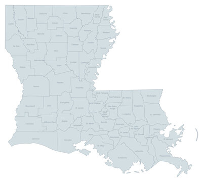 Louisiana Parishes Map - Detailed Administrative Divisions of the USA State