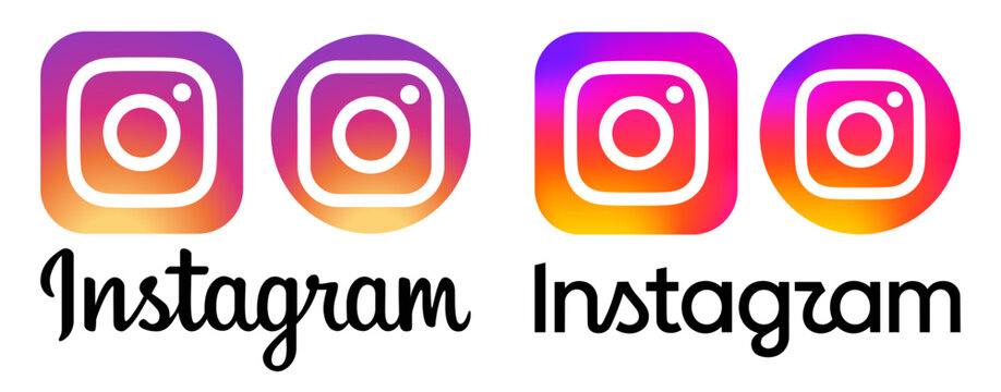 Set of old and new Instagram App icons isolated on transparent background, vector illustration. Evolution concept of Instagram app icon and logo