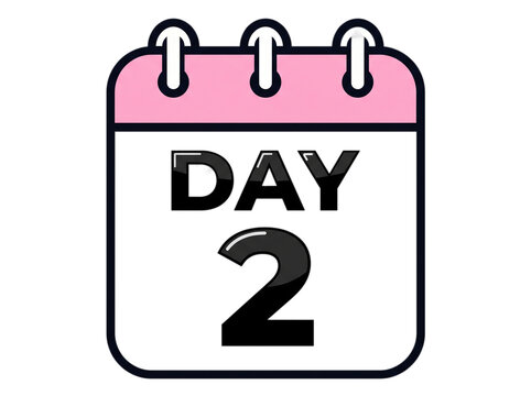 Day two calendar icon with daily planner schedule reminder date marker number two second day pink header vector illustration time management agenda page as isolated object
