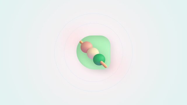 3D Hanami Dango Japanese Rice Dumplings with Pink Radial Burst Animation
