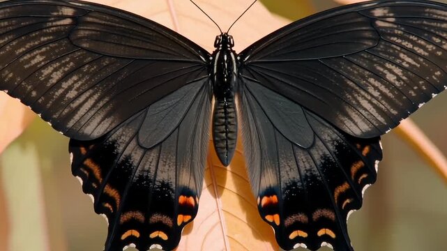 Great Mormon Butterfly Spreading Wings in Slow Motion, Papilio memnon