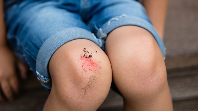 Child's Scraped Knee Close-up