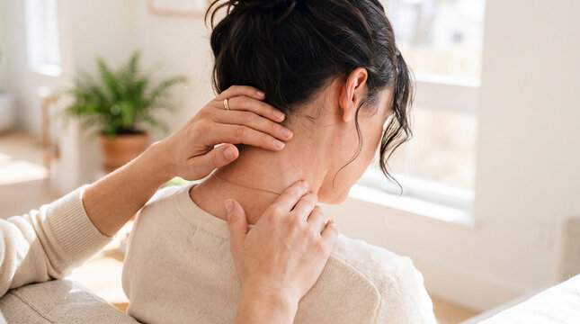 Professional neck massage therapy session in a bright modern wellness room