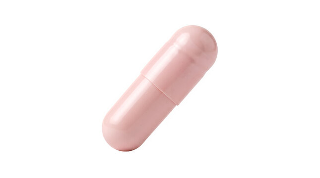 Pink medical capsule on white background, pharmaceutical pill for healthcare, antibiotic medicine supplement for wellness