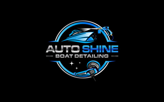 Illustration vector graphic of boat detailing services logo design template