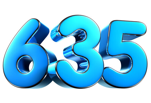 Blue number 635 3d illustration. Advertising signs. Product design. Product sales
