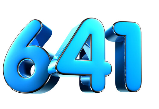 Blue number 641 3d illustration. Advertising signs. Product design. Product sales