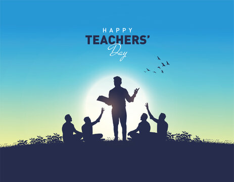 Happy Teacher's day concept vector illustration background. Creative teacher's day vector education concept.