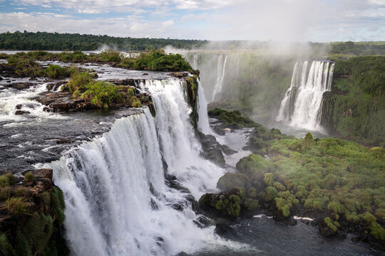 Beautiful view to waterfalls in Igua&ccedil;u Falls, border of Brazil
