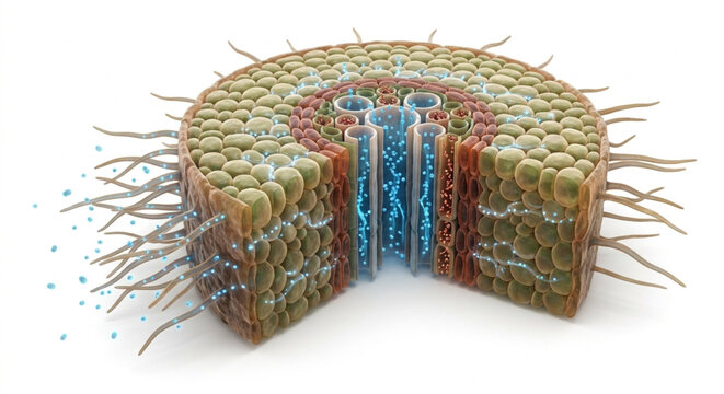 Plant Root Anatomy Structure with Root Hair Xylem Phloem and Absorption System