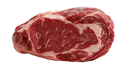 Fototapeta premium Raw marbled beef roast with visible fat marbling, isolated on transparent background