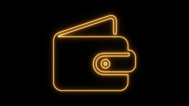 Glowing Neon Digital Wallet Animation for Finance on Black Background