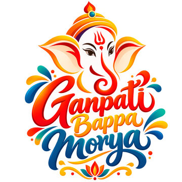 Ganpati Bappa Morya for T-Shirt Design with Colorful Lord Ganesha Artwork
