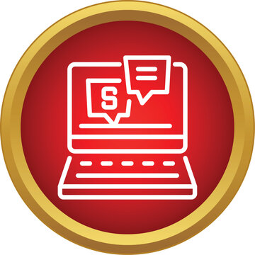 Laptop showing chat bubbles with a dollar sign representing online financial communication