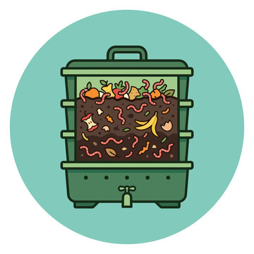 Trash compactor filled with food waste and organic scraps.
