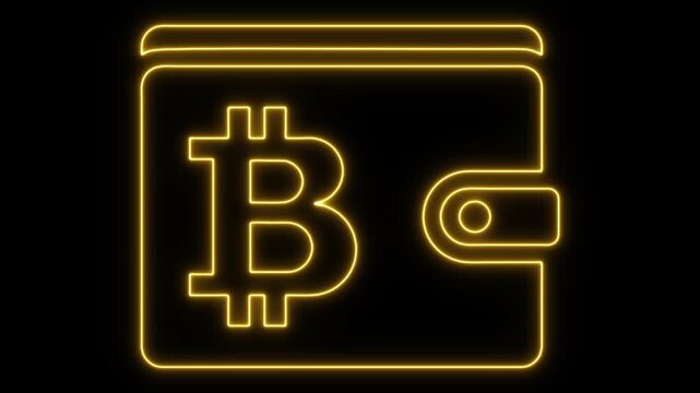 Glowing Neon Digital Wallet Animation for Finance on Black Background