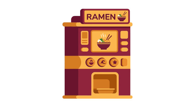 Flat vector illustration of generic ramen vending machine kiosk