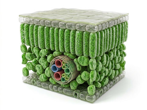 Detailed Leaf Anatomy Cross Section Showing Epidermis Mesophyll Veins and Stomata