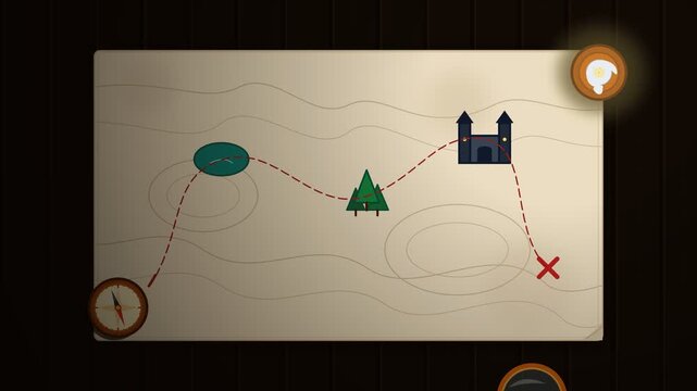 Mysterious Vintage Haunted Map Animation with Eerie Glowing Symbols