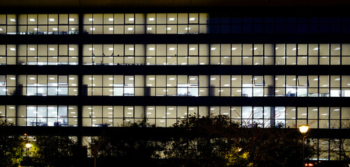 Obraz premium Office Building Lights in Donostia San Sebastian at Night