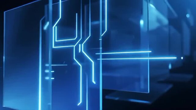 Abstract futuristic blue geometric background with glowing lines and dynamic shapes hd  video