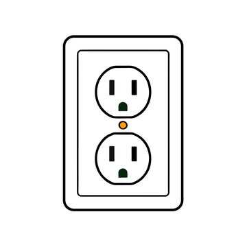Double wall outlet electrician icon vector
