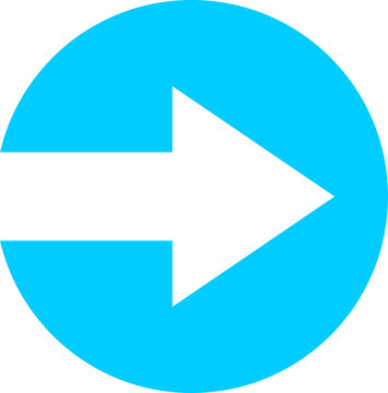 A simple and clear graphic of a white arrow pointing to the right, enclosed within a bright blue circle. This universally recognized symbol denotes direction, progress, and forward movement