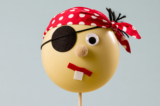 Balloon pirate craft character with eye patch and polka dot bandana