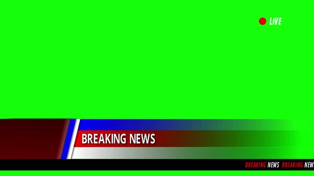Animated Breaking news lower third on transparent background.