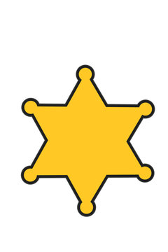 vector of a sheriff badge logo with a bold star shape and clean details, symbolizing law enforcement, public safety, justice, authority, security, police service, and western law enforceme