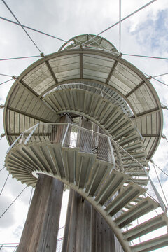 View tower Sch&ouml;nbuchturm near Herrenberg, steel and wood construction, architecture, spiral staircase