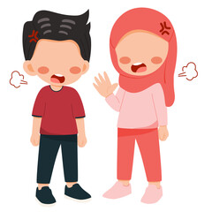 Obraz premium Angry Muslim Children Arguing