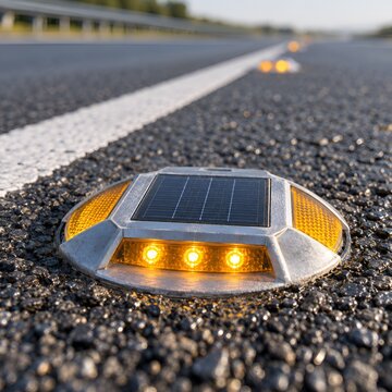 Solar Powered LED Road Stud with Amber Warning Lights
