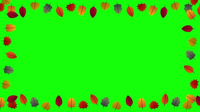 Autumn Leaves Frame Loop on Green Screen