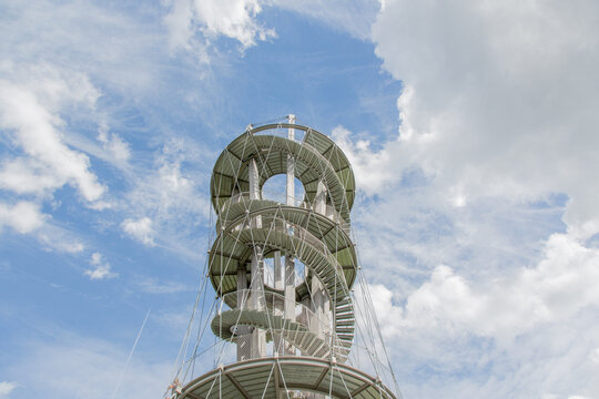 View tower Sch&ouml;nbuchturm near Herrenberg, steel and wood construction, architecture, spiral staircase