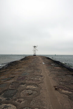 Świnoujście, Poland. Stawa Młyny  is a beacon in the shape of a windmill. The beacon acts as a signal for vessels entering the Port of Świnoujście, from the Baltic Sea.