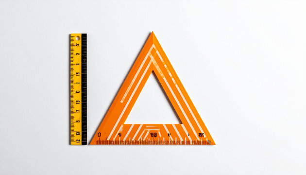 Orange Triangle and Ruler for Measurement and Geometry