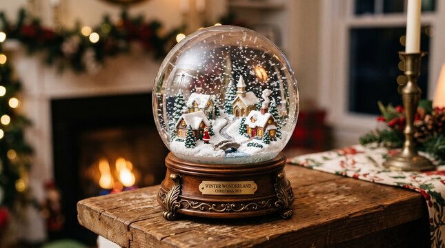 A Snow Globe: A classic snow globe featuring a miniature winter scene with falling snow.