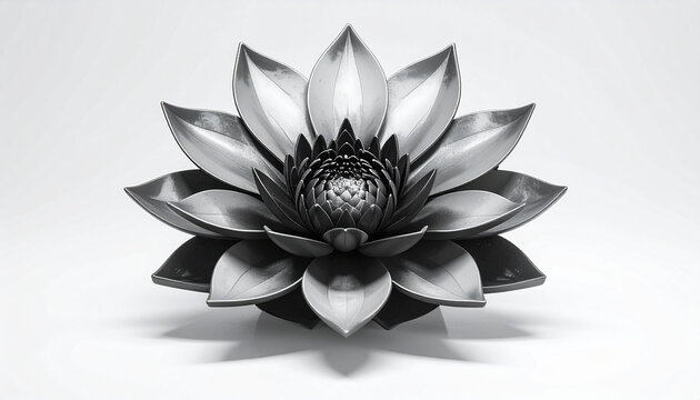 Elegant Black and White Lotus Flower Sculpture