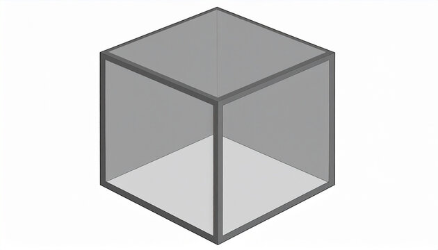 3D Illustration of Transparent Cube with Shadows