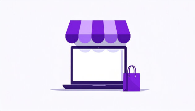 Online Store Concept with Laptop and Shopping Bag