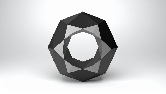Modern Geometric Black and White 3D Object